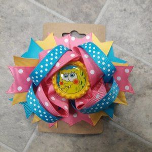 Girls Pink Blue Yellow Character Bottle Cap Boutique Handmade Hair Bow